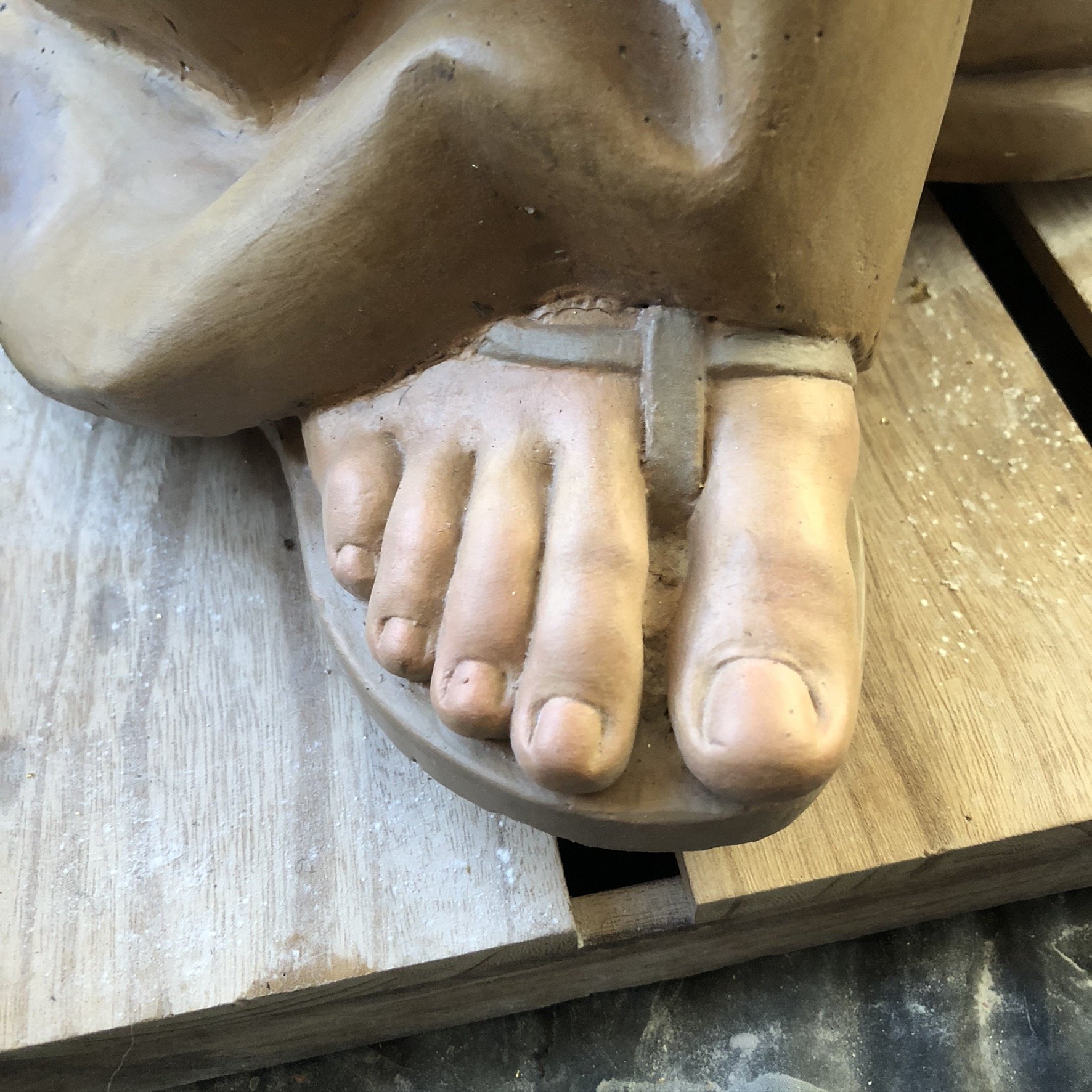 Policromado de escultura mariana de tamaño natural — Policromía, foto 4